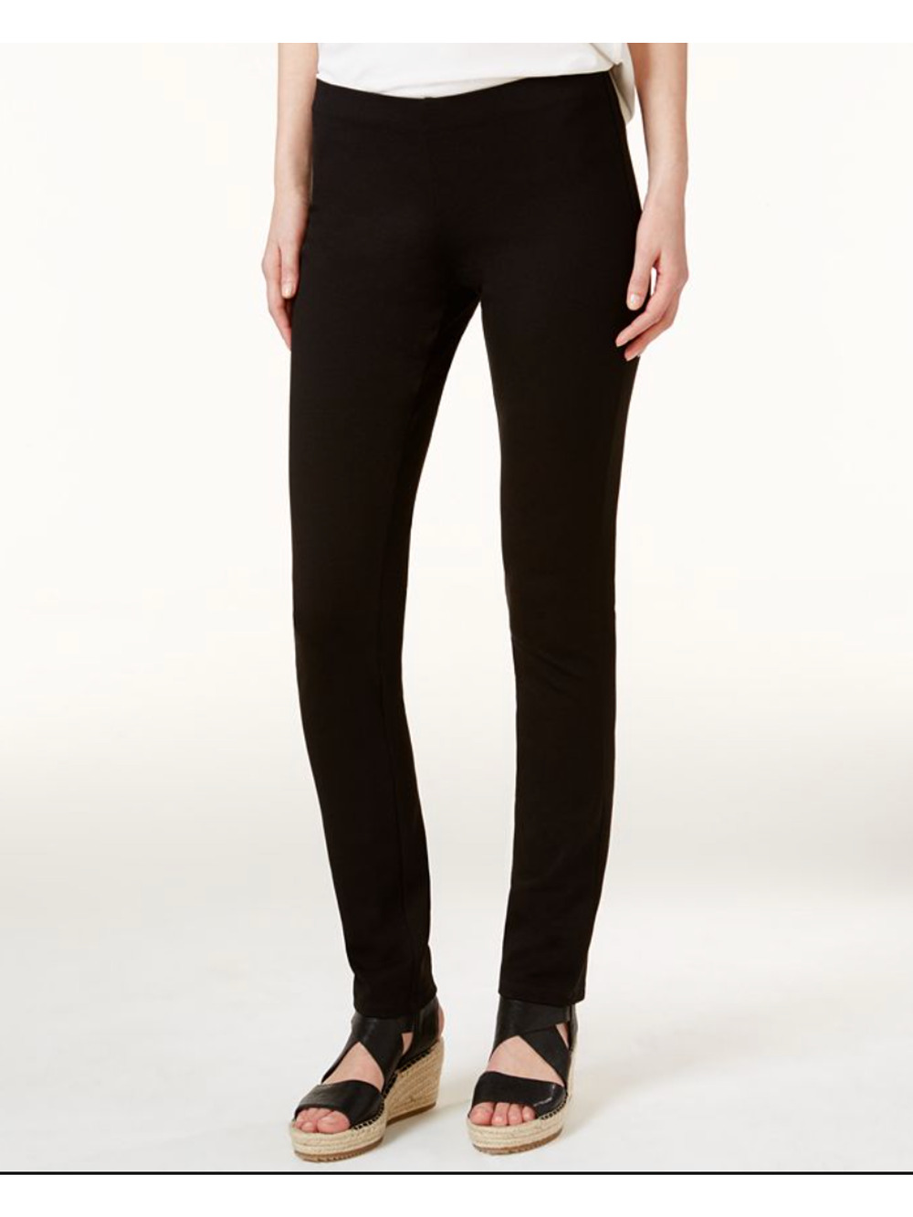 Eileen Fisher Ponte Straight Leg Pant S Trouser Black Capsule Minimalist Pull On